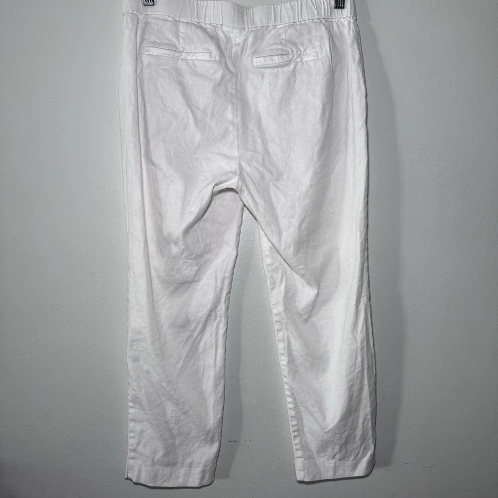 J JILL size‎ S Petite White Linen Blend Cropped Pants Lagenlook Artsy
